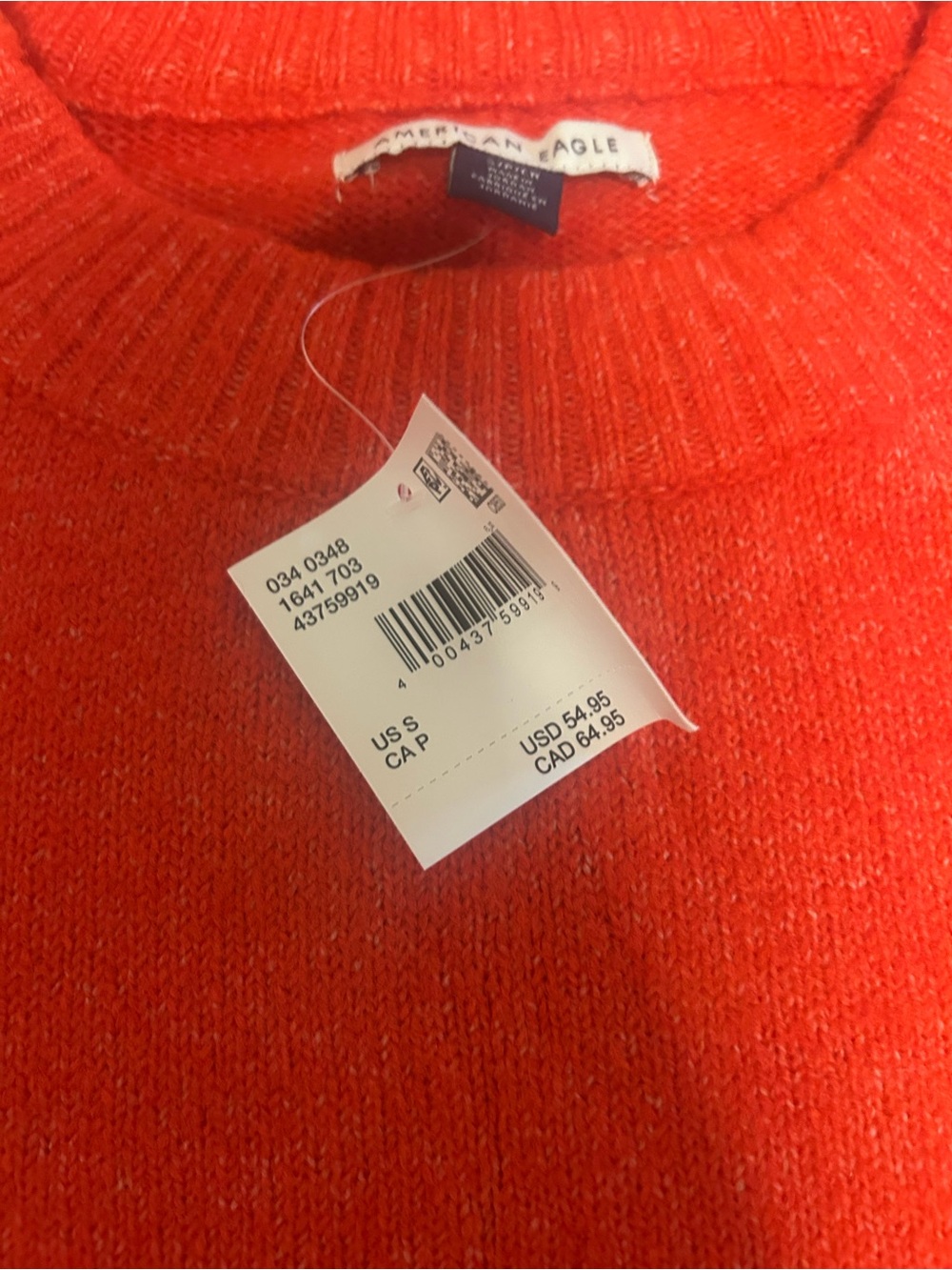 American Eagle Outfitters Cozy Crewneck Sweater - Bright Orangey Red